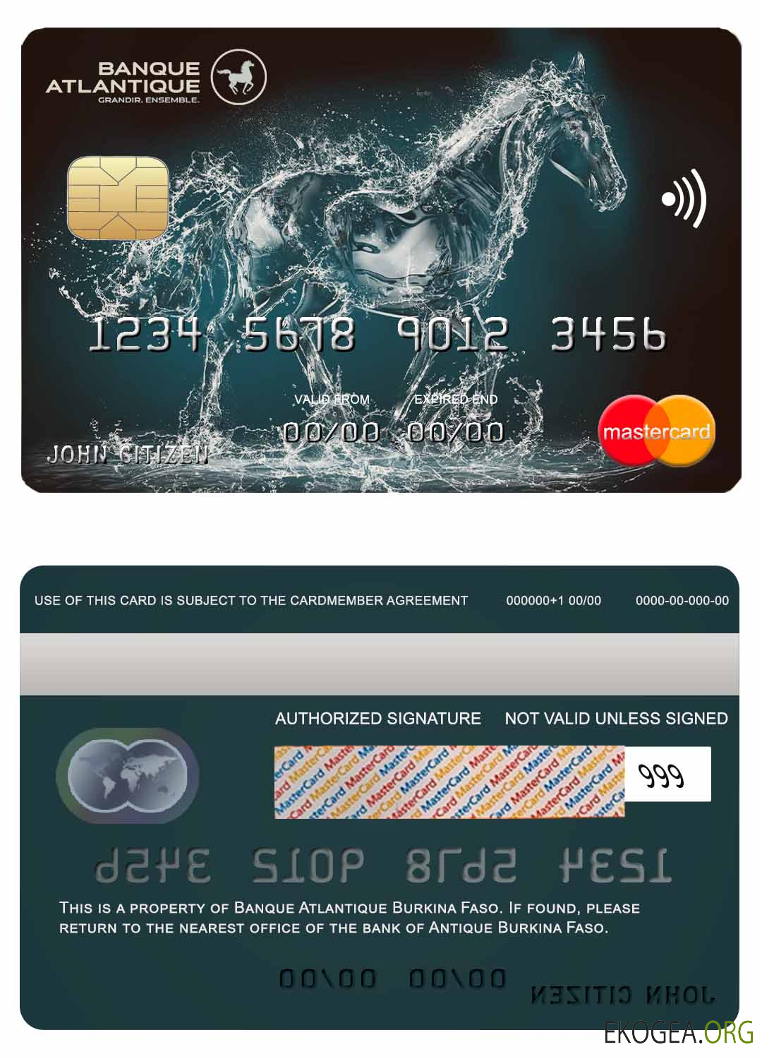 Mastercard de la banque Burkina Faso Atlantique